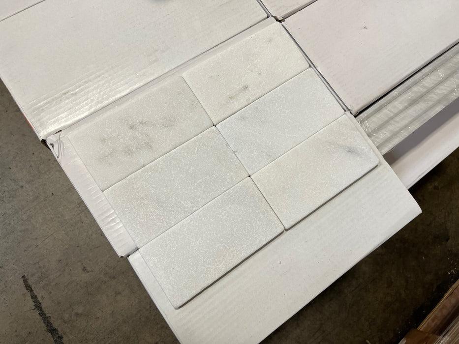Tumbled Oriental White Marble Tile - 3" x 6" x 3/8"