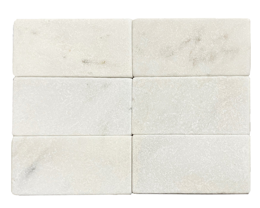 Full Tile Sample - Oriental White Marble Tile - 4" x 4" x 3/8" Tumbled
