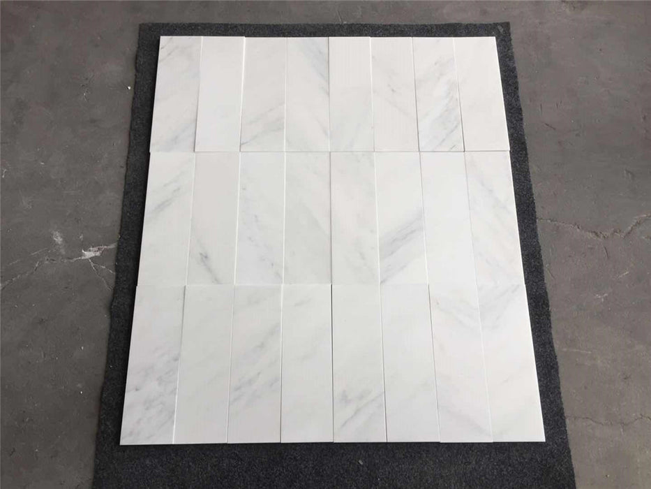 Oriental White Polished Marble Tile - 4" x 12" x 3/8"