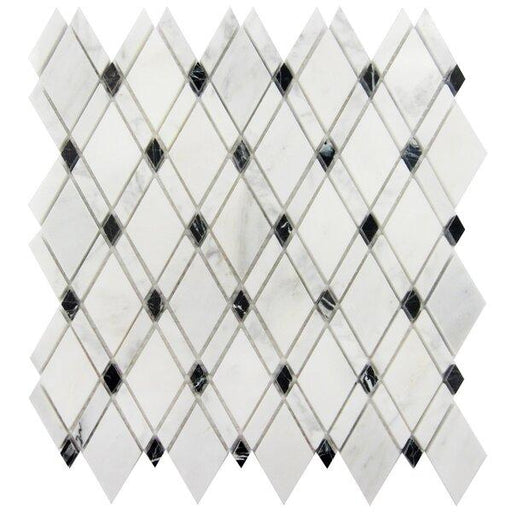 Oriental White Marble Mosaic - Lattice with Black & Thassos White