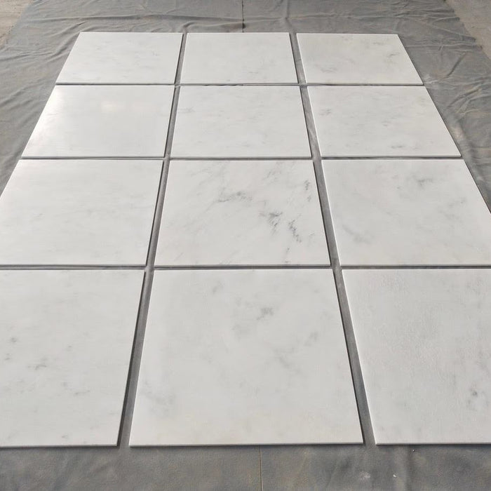 Oriental White Polished Marble Tile - 18" x 18"