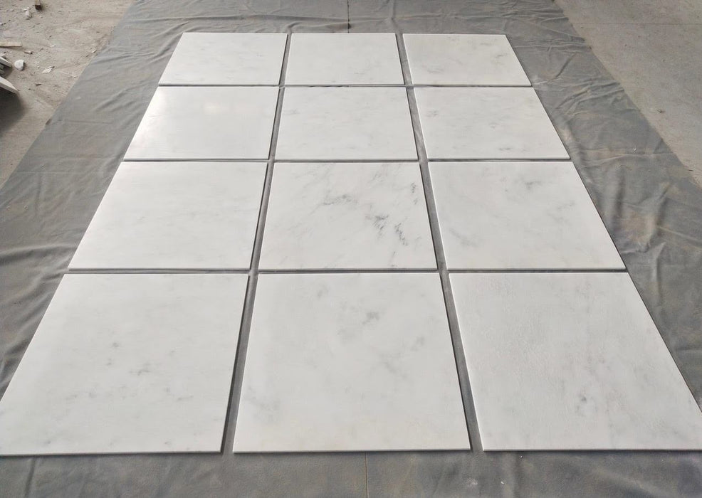 Oriental White Polished Marble Tile - 18" x 18"