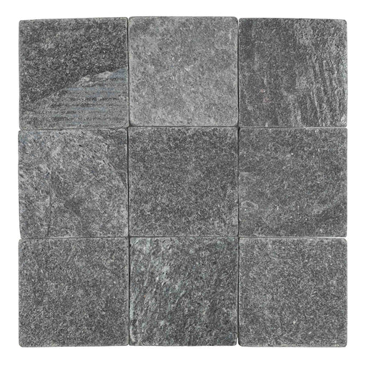 Full Tile Sample - Ostrich Gray Slate Tile - 6" x 6" x 3/8" Tumbled