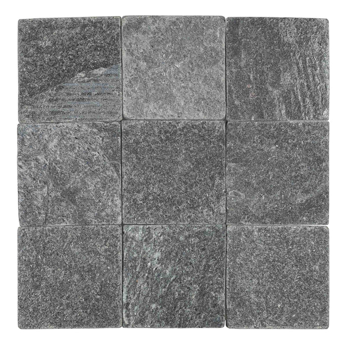 Ostrich Gray Tumbled Slate Tile - 4" x 4"