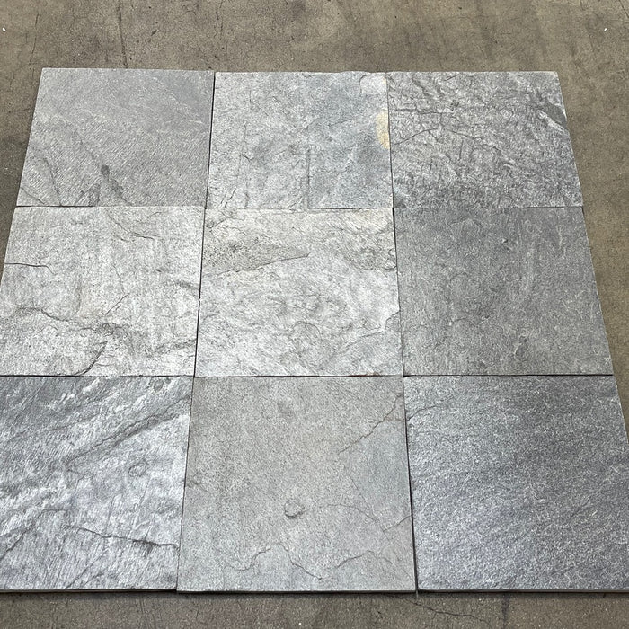 Ostrich Grey Slate Tile - 12" x 12" x 3/8" - 1/2" Natural Cleft Face, Gauged Back