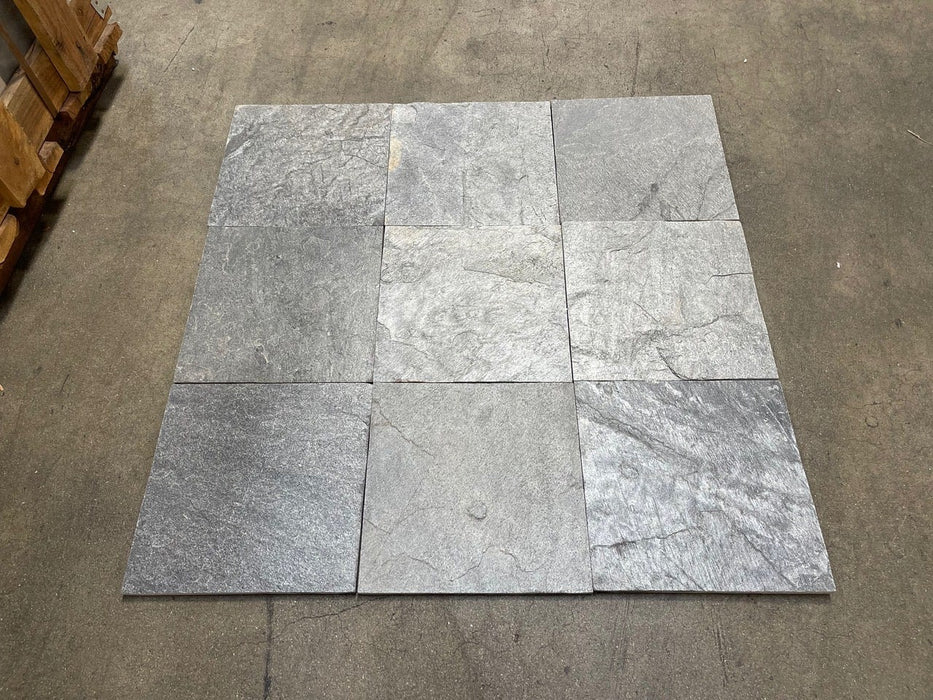 Ostrich Grey Slate Tile - 12" x 12" x 3/8" - 1/2" Natural Cleft Fac with Gauged Back