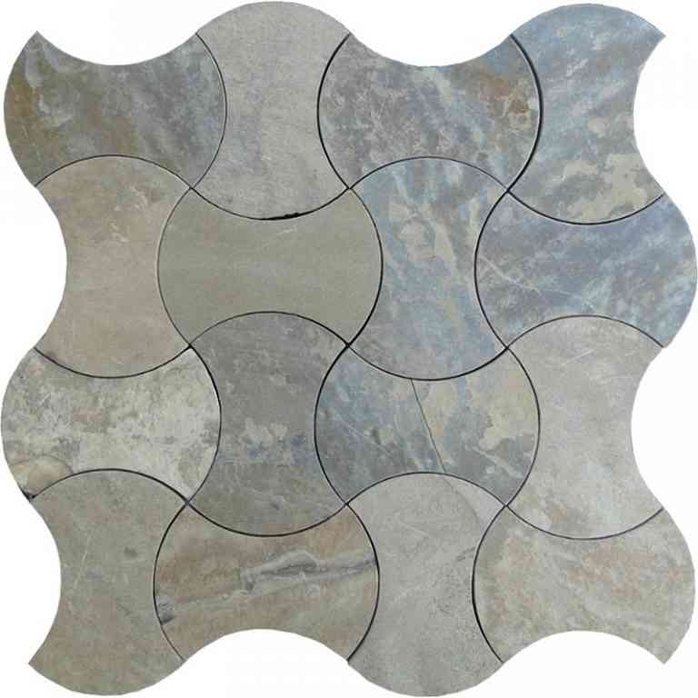 Full Sheet Sample - Skalini Line Waterjet Multicolor Slate Mosaic - Picasso 2