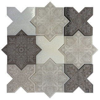 Full Sheet Sample - Skalini Line Pantheon Pantheon Mixed Colors Natural Stone Mosaic - 5" x 5" x 3/8" Textured