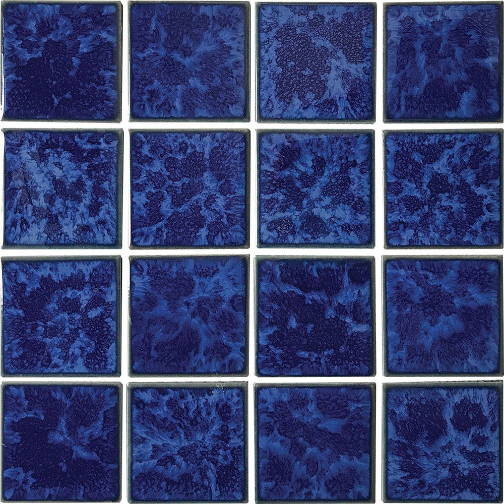 Full Sheet Sample - Aquatica Reflection Pacific Blue Porcelain Mosaic - 3" x 3" Glossy