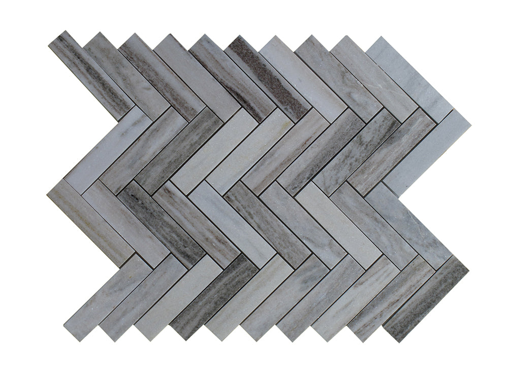 Palissandro Polished Marble Mosaic - 1" x 4" Herringbone