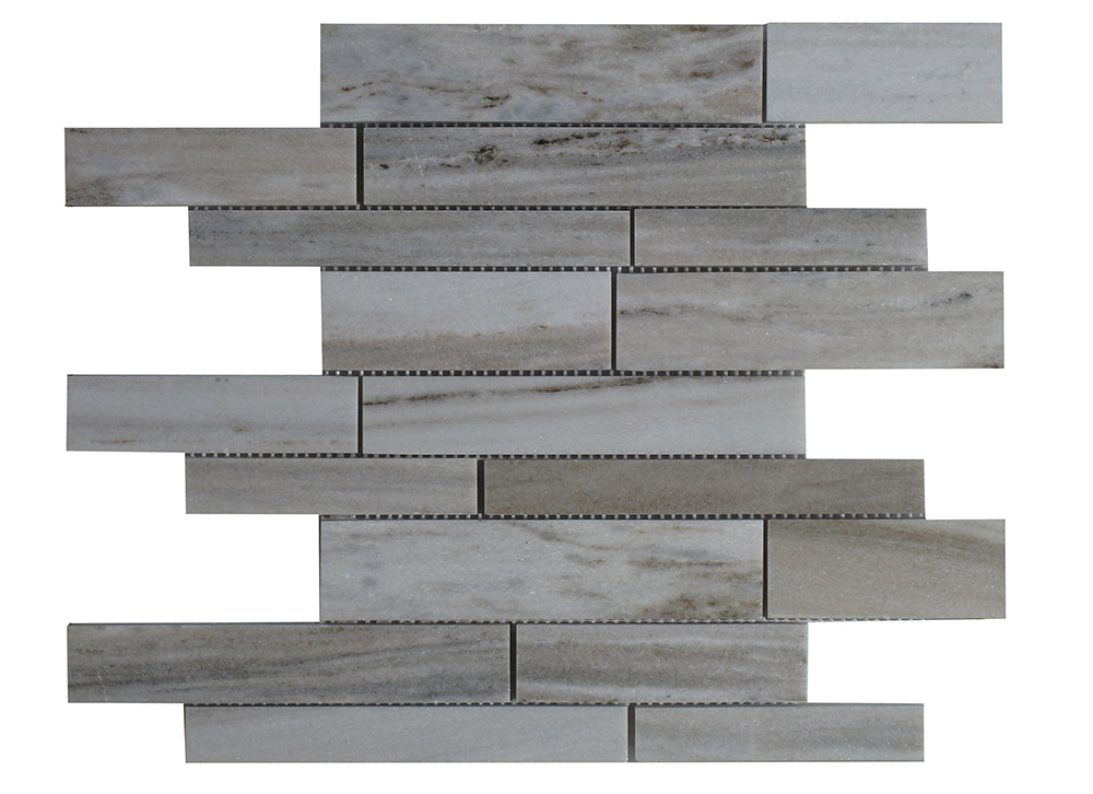 Full Sheet Sample - Palissandro Linear Marble Mosaic - 12" x 12" x 3/8" Polished