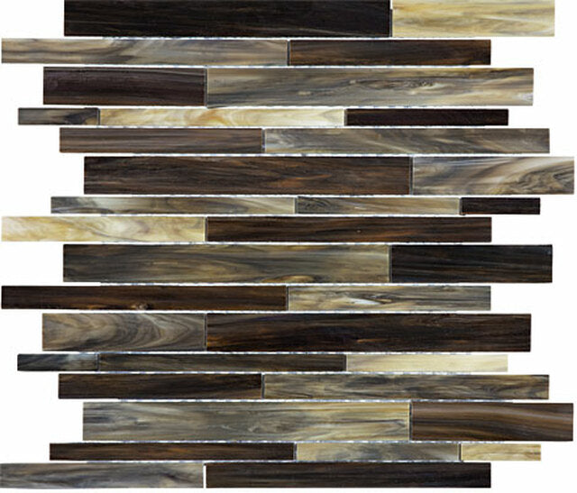 Full Sheet Sample - Baroque Paradiso Deco Random Strip Glass Mosaic - 11.75" x 11.5" Glossy