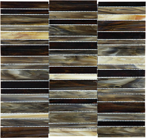 Full Sheet Sample - Baroque Paradiso Deco Stacked Glass Mosaic - 11.75" x 11.5" Glossy