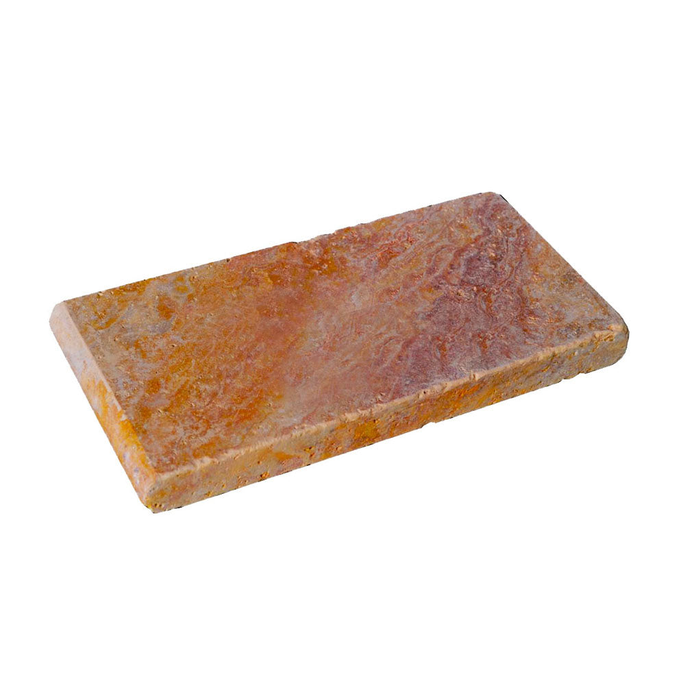 Peach Blend Tumbled Travertine Pool Coping - 6" x 12" x 1 1/4"