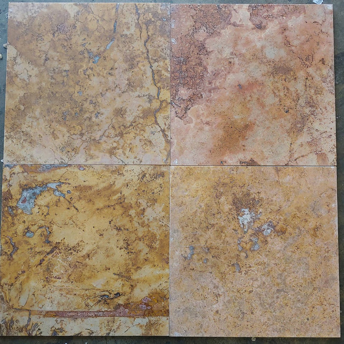 Rojo Travertine Tile - 12" x 12" x 3/8"