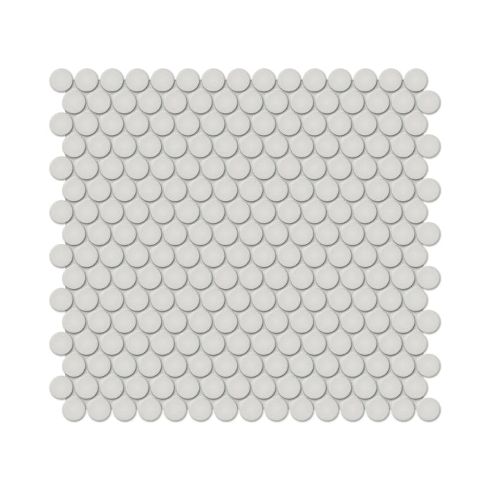 Full Sheet Sample - Soho Halo Grey Penny Round Ceramic Mosaic - 11.5" x 11.5" x 6 MM Glossy