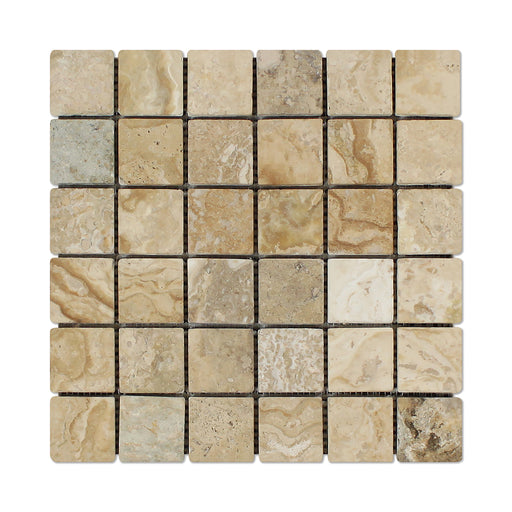 Philadelphia Travertine Mosaic - 2" x 2" Tumbled