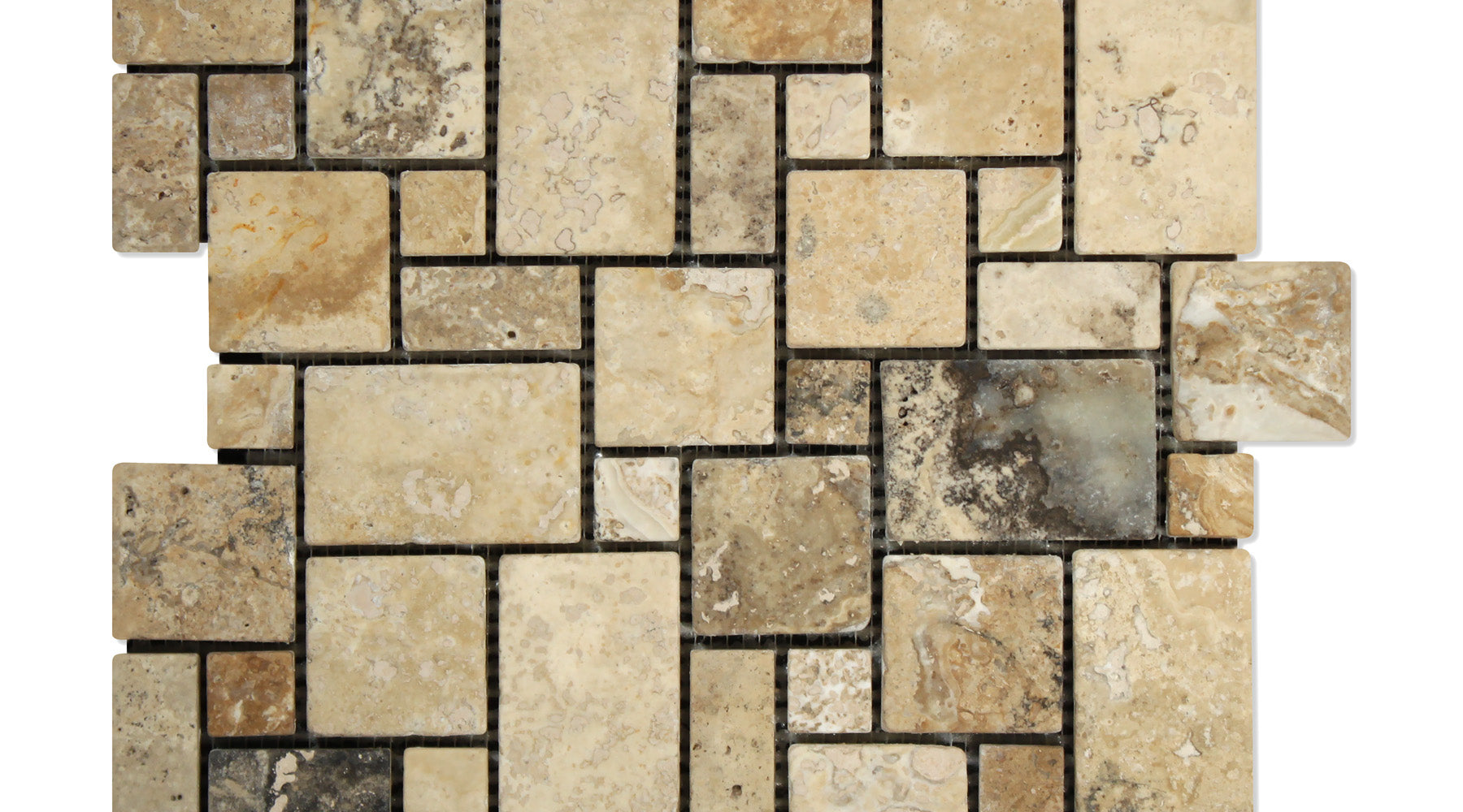 Philadelphia Travertine Mosaic - Mini Versailles Pattern Tumbled