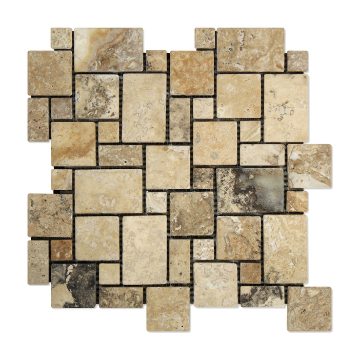 Philadelphia Travertine Mosaic - Mini Versailles Pattern Tumbled ...