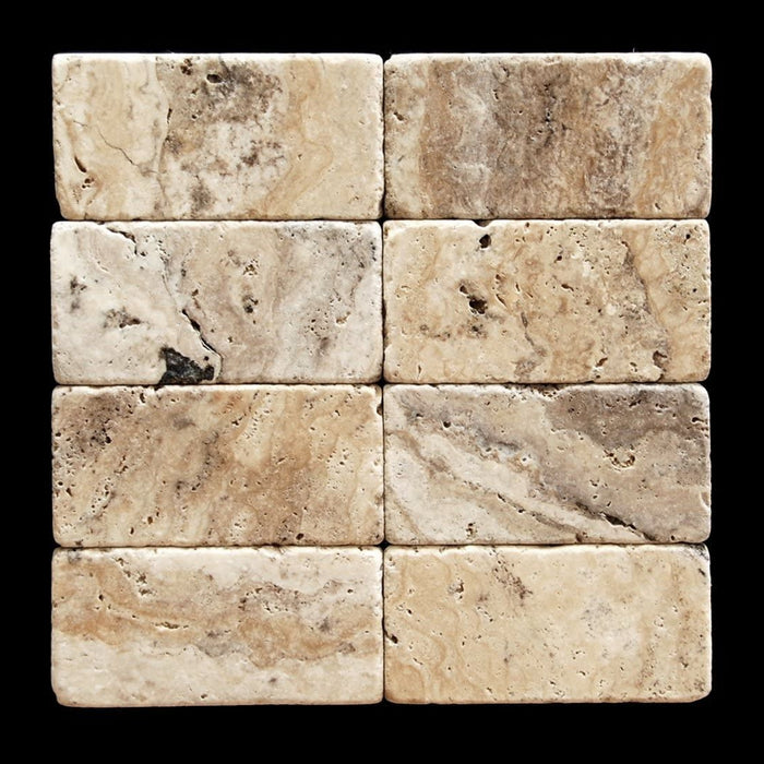 Philadelphia Tumbled Travertine Tile - 3" x 6" x 3/8"