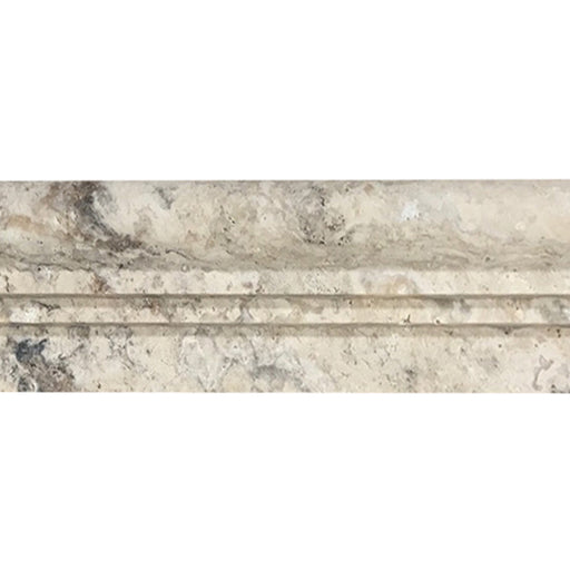 Philadelphia Travertine Liner - 2 1/2" x 12" Double-step Chair Rail Unfilled & Honed