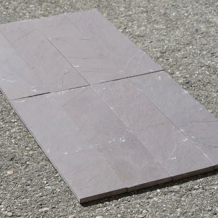 Plum Slate Natural Cleft Face, Gauged Back Tile - 4" x 4" x 3/8"