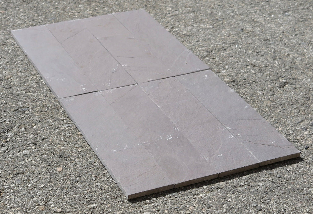Plum Slate Natural Cleft Face, Gauged Back Tile - 4" x 4" x 3/8"