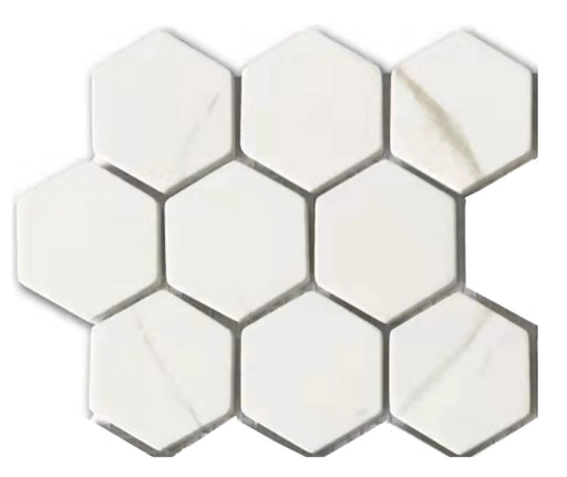 Polaris White  Recycled Glass Mosaic - Hexagon
