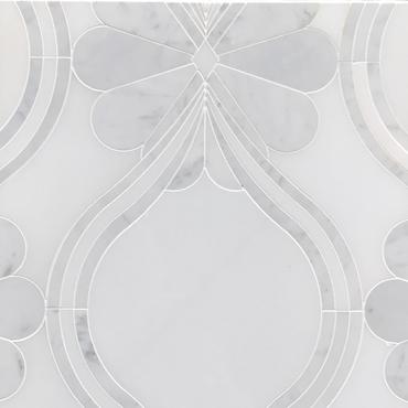 Full Sheet Sample - Carriage Paper Onyx Mix White Carrara Pumpkin Marble Mosaic - 14.5" x 9.25" x 3/8" Polished