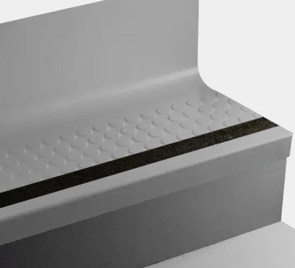 johnsonite rubber tread with integrated riser Johnsonite Medium Grey Raised Round Rubber Moulding / Trim
