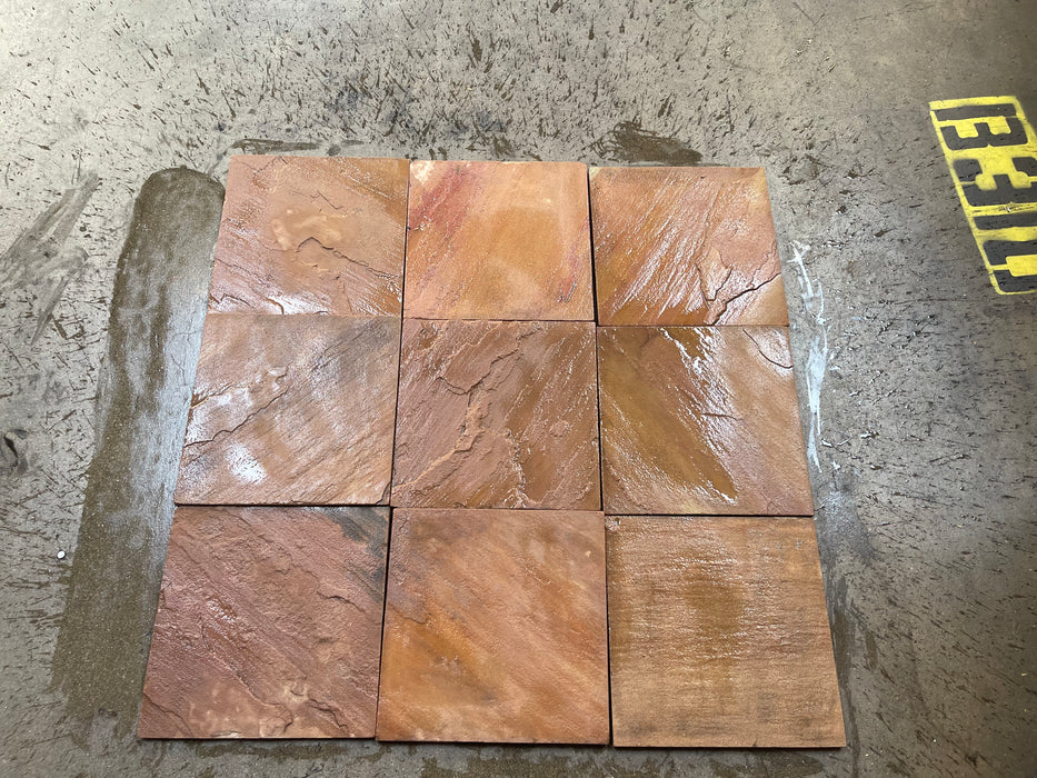 Radiant Red Natural Cleft Face & Back Sandstone Tile - 12" x 12" x 1/2" - 3/4"