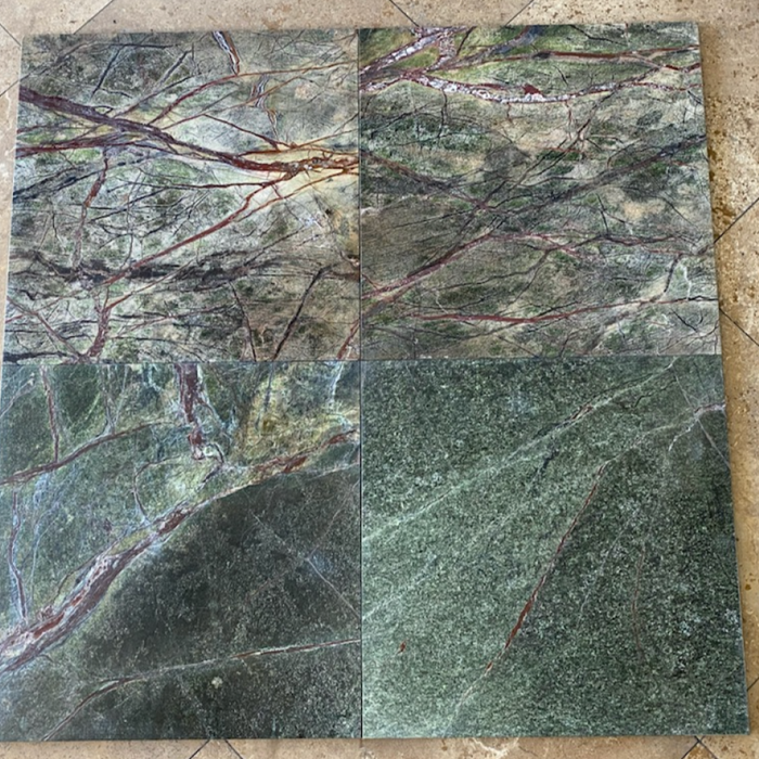Rain Forest Green Marble Tile - 18" x 18" x 1/2" Polished