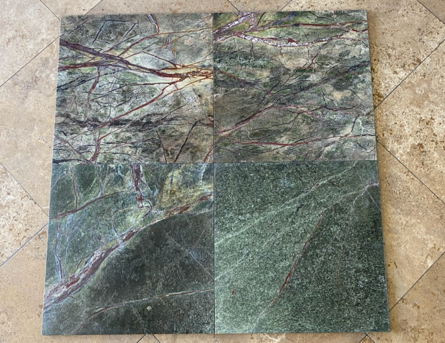 Rain Forest Green Marble Tile - 18" x 18" x 1/2" Polished
