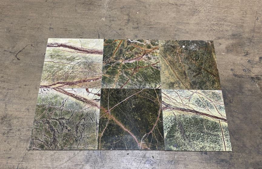 Rain Forest Green Polished Marble Tile - 12" x 12" x 3/8"
