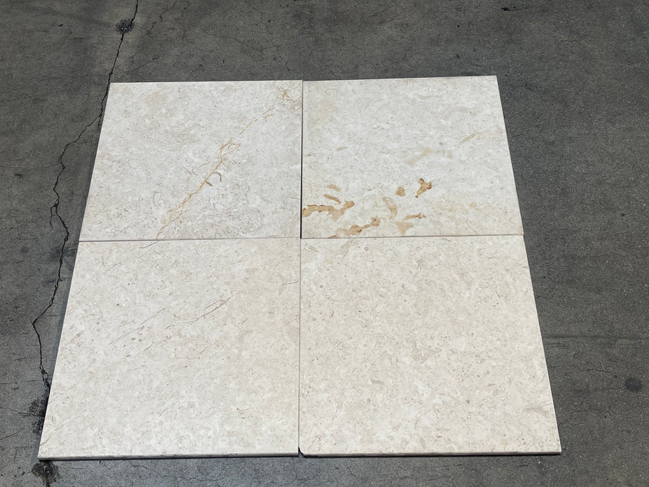 Ramon Bone Limestone Tile - 16" x 16" Polished
