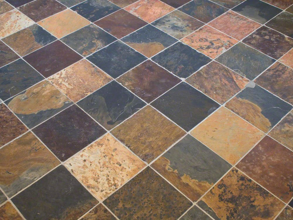 Rich Autumn Slate Tile - 12" x 12" x 3/8" - 1/2" Natural Cleft Face, Gauged Back