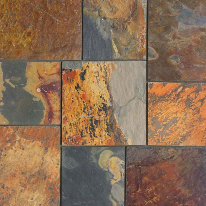 Rich Autumn Slate Tile - Natural Cleft Face, Gauged Back