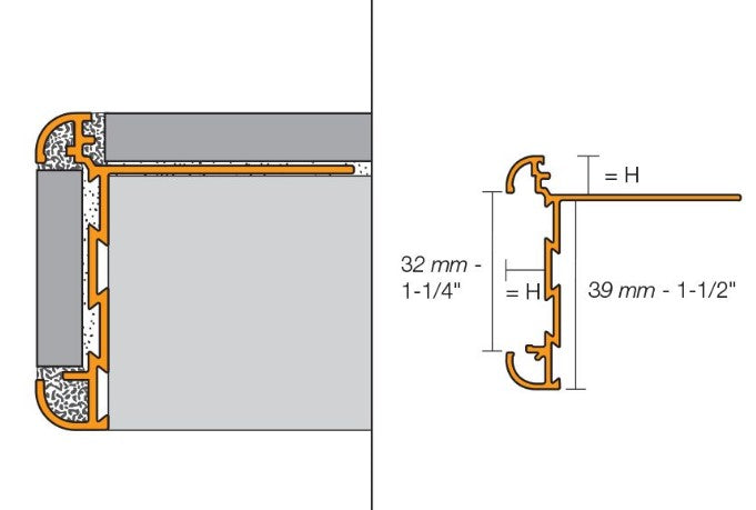 E90RC80AMGB39 Brushed Brass Anodized Aluminum 5/16" x 1 57/64"