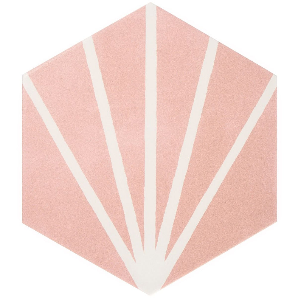 Radar Rosa Striated Hexagon Porcelain Tile - Matte