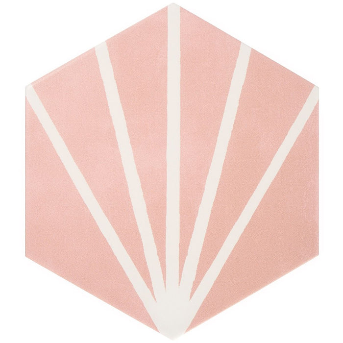 Radar Rosa Striated Hexagon Porcelain Tile - Matte