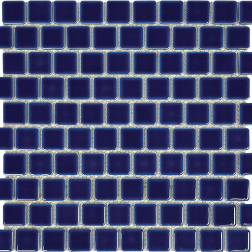 Full Sheet Sample - Aquatica Harmony Royal Blue Brick Porcelain Mosaic - 1" x 1" Glossy