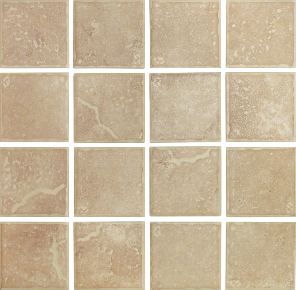 Full Sheet Sample - Atlas Rustic Sand Ceramic Mosaic - 3" x 3" Matte