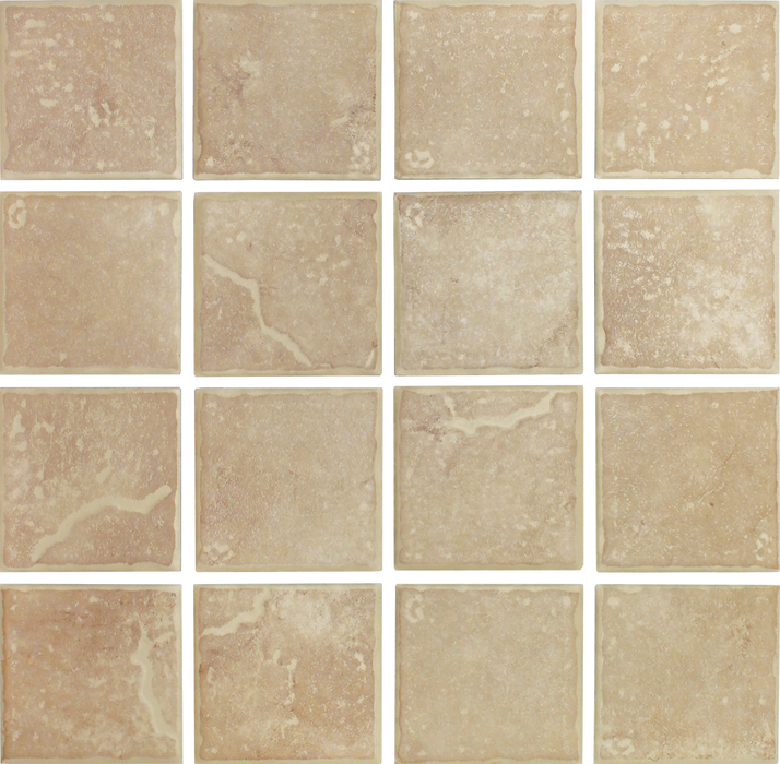 Full Sheet Sample - Atlas Rustic Sand Ceramic Mosaic - 3" x 3" Matte