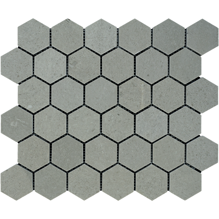 Tao Gray Marble Mosaic - 2" Hexagon Polished