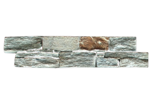 Sage Green Cement Backing Natural Cleft Quartzite Ledgestone - 6" x 24" x +/- 1 1/4"
