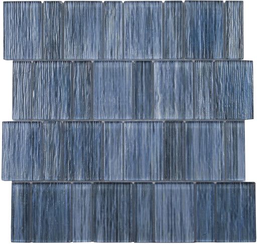 Full Sheet Sample - Aquatica Hot Springs Saratoga Stacked Glass Mosaic - 11.75" x 11.75" Glossy