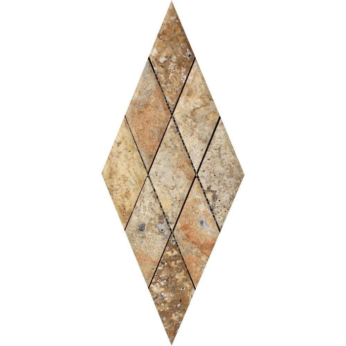 Scabos Travertine Mosaic - 3" x 6" Beveled Diamond Polished