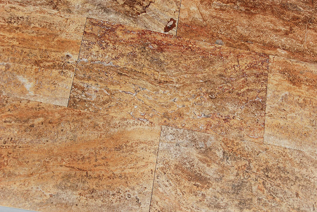 Scabos Vein Cut Travertine Tile - 12" x 24" x 1/2" Filled & Polished
