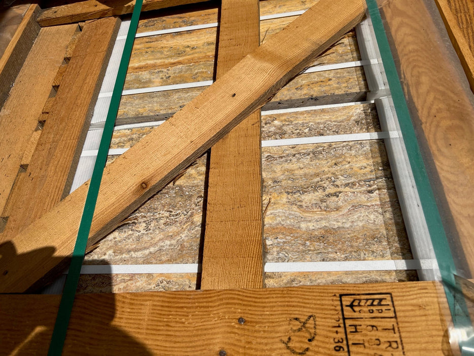 Scabos Vein Cut Filled & Honed Travertine Tile - 12" x 24" x 1/2"