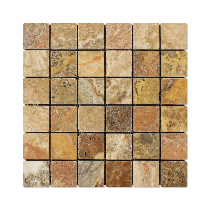 Scabos Travertine Mosaic - 2" x 2" Tumbled
